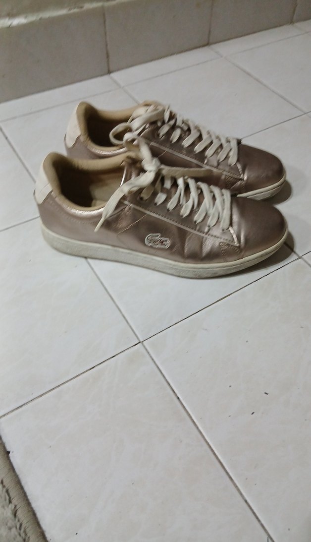 Bej Parlak Bağcıklı Kadın Spor Ayakkabı - Görsel 3