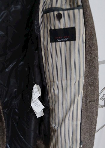 Düğmeli Kahverengi Deri Dirsekli Erkek Ceket zara markalı - Görsel 5