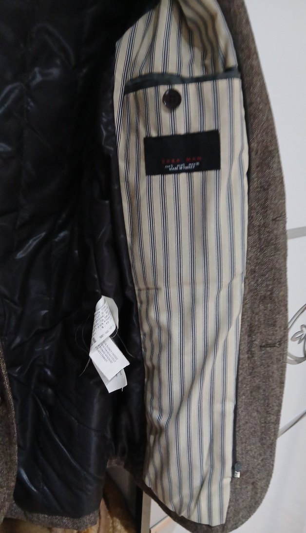 Düğmeli Kahverengi Deri Dirsekli Erkek Ceket zara markalı - Görsel 5