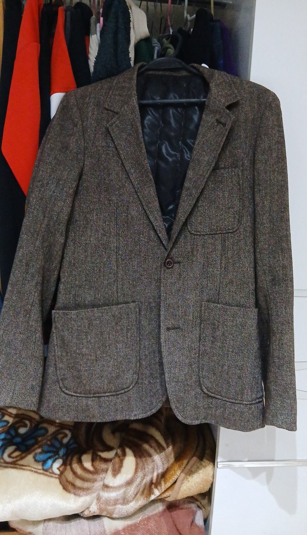 Düğmeli Kahverengi Deri Dirsekli Erkek Ceket zara markalı - Görsel 2