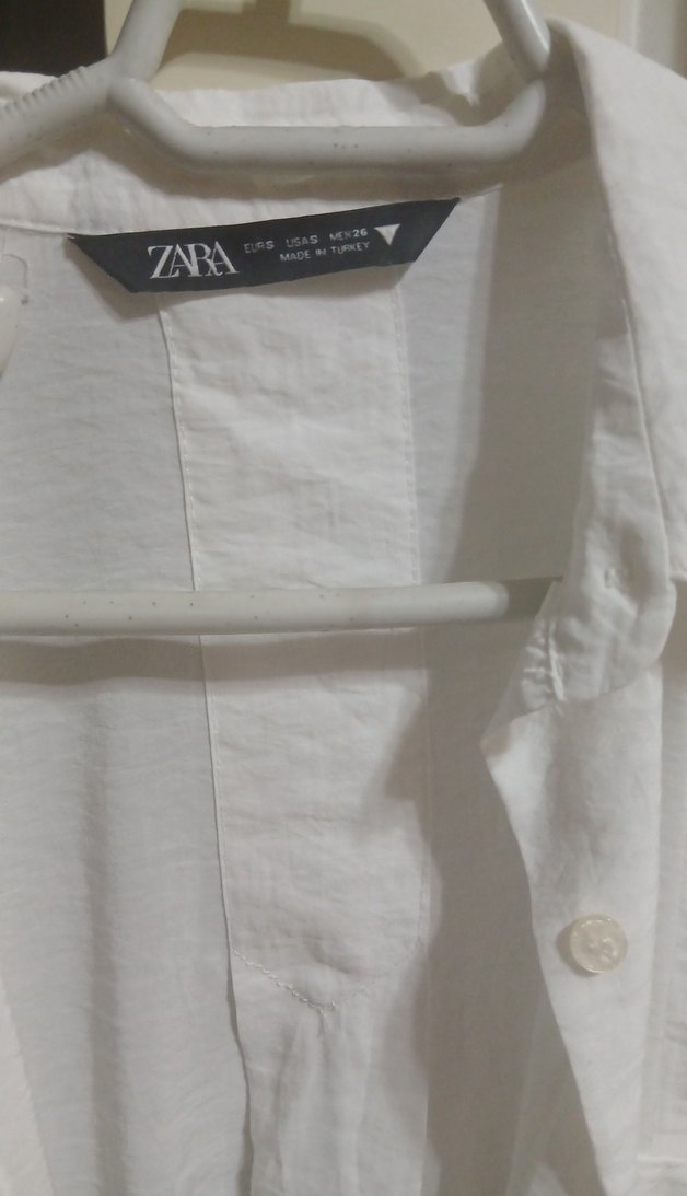 Beyaz Keten Salaş Midi Kadın Gömlek - Görsel 3