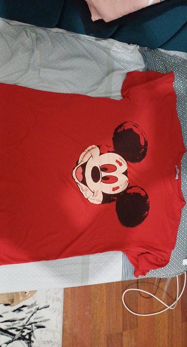 Kırmızı Mickey Mouse Baskılı  Tişört - Görsel 3