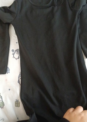 Siyah Uzun Kollu Mini Elbise - Görsel 3