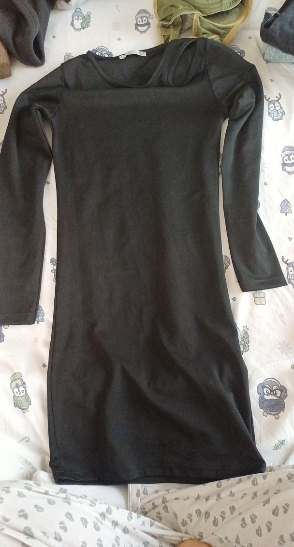 Siyah Uzun Kollu Mini Elbise - Görsel 2