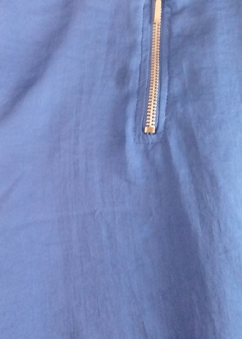 Mavi Kolsuz Tişört Fermuarlı - Görsel 3