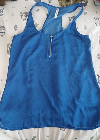 Mavi Kolsuz Tişört Fermuarlı - Görsel 2