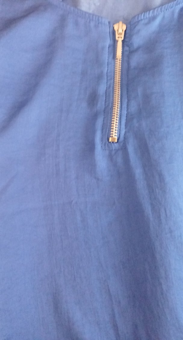 Mavi Kolsuz Tişört Fermuarlı - Görsel 3