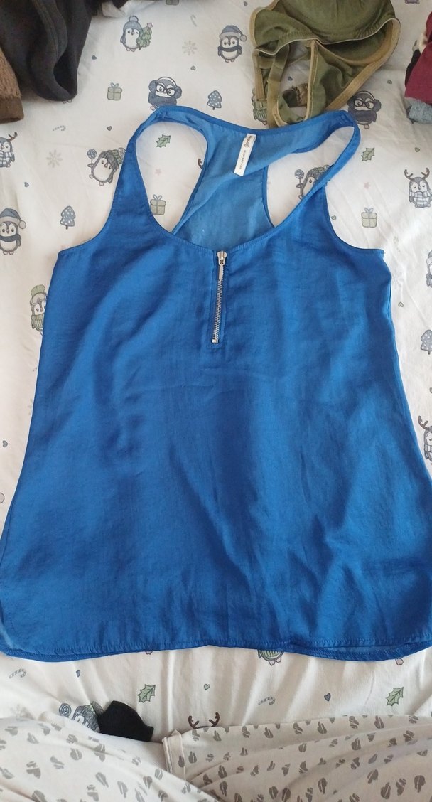 Mavi Kolsuz Tişört Fermuarlı - Görsel 2