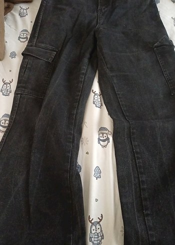 Sokak Stili Siyah Bol Kesim Kadın Kot Pantolon - Görsel 3