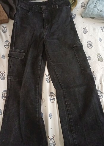 Sokak Stili Siyah Bol Kesim Kadın Kot Pantolon - Görsel 2