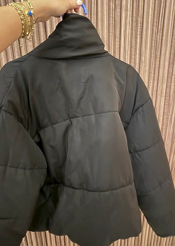 Siyah Fermuarlı Kadın Kışlık Mont M beden - Görsel 2