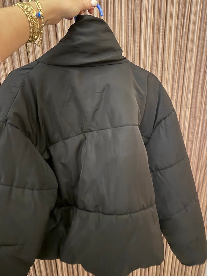 Siyah Fermuarlı Kadın Kışlık Mont M beden - Görsel 2