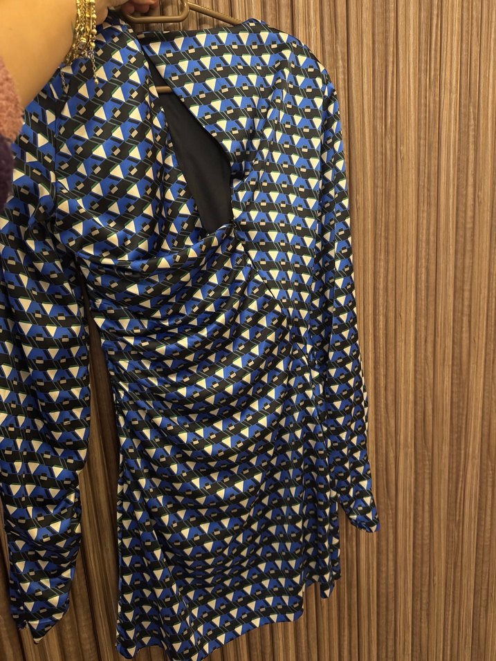 Zara Drapeli Mini Elbise -S beden - Görsel 2