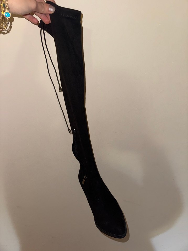 Siyah Süet Dizüstü çorap çizme - Görsel 2