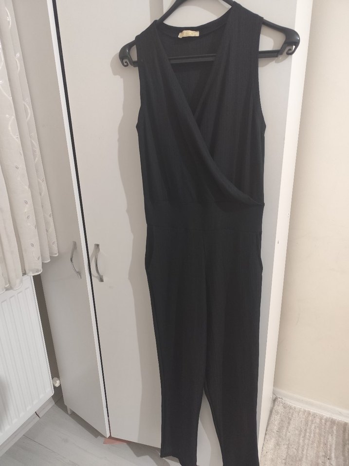 Siyah Kemerli Kadın Uzun Tulum - Görsel 2