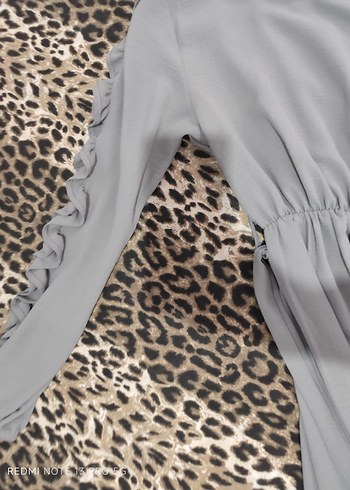 Gri Uzun Kollu Salaş Kadın Elbise - Görsel 4