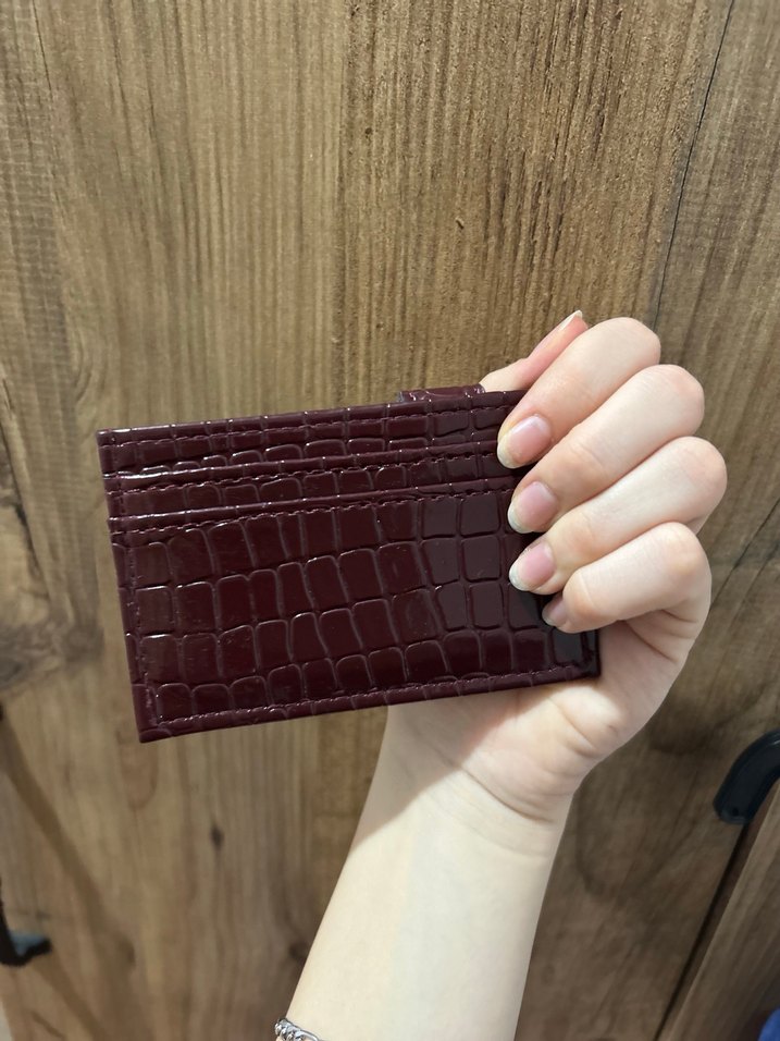 Bordo Yılan Derisi Desenli Kadın Deri Cüzdan - Görsel 3