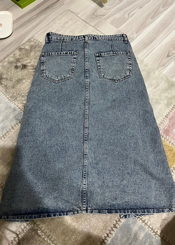 Kadın Mavi Midi Denim Etek - Görsel 3