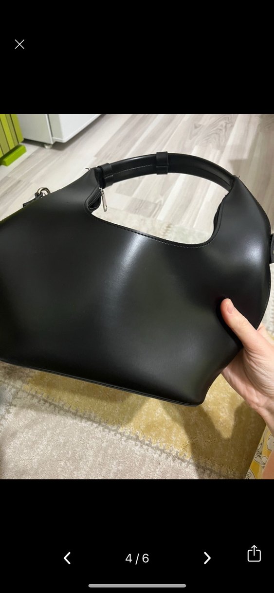 Siyah Deri Tokalı Minimalist Kadın Çanta - Görsel 3