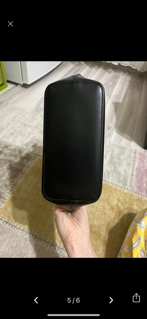 Siyah Deri Tokalı Minimalist Kadın Çanta - Görsel 4