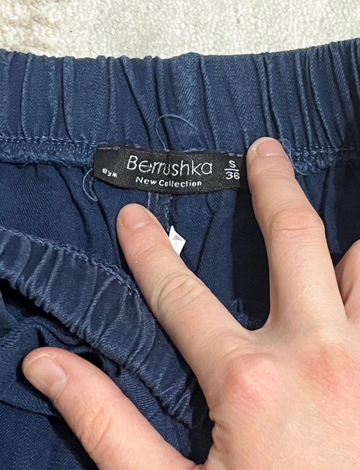 Lacivert Kadın Keten Salaş Pantolon - Görsel 3