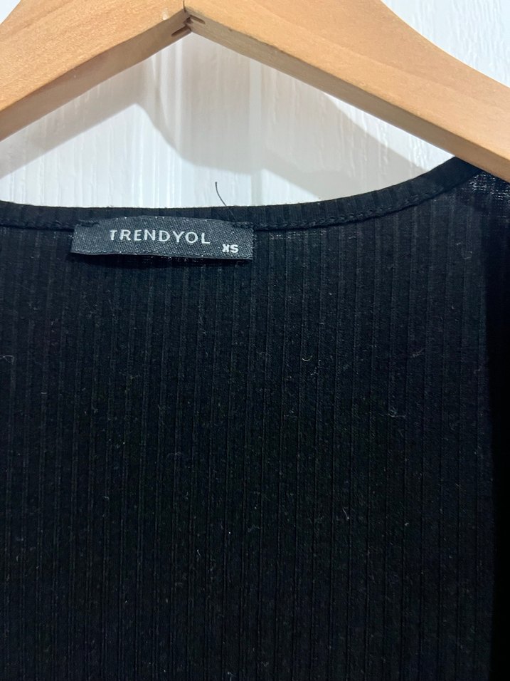 Siyah V Yaka Uzun Kollu Dar Kesim Elbise - Görsel 3