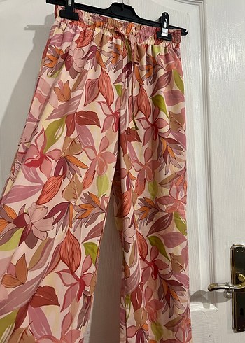 Pembe Bohem Pliseli Uzun Kadın Pantolon - Görsel 2