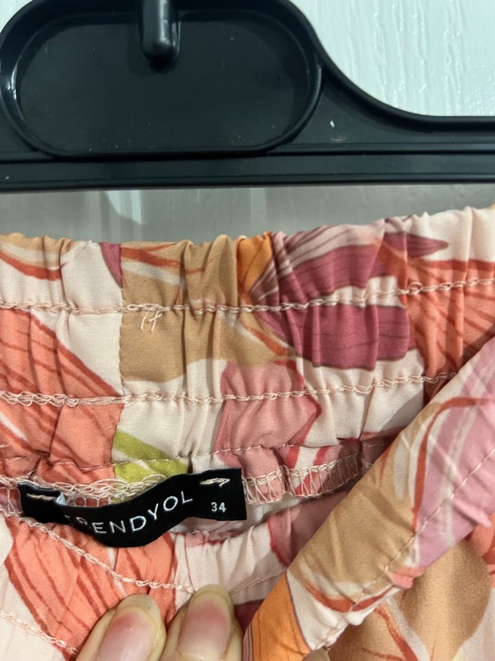 Pembe Bohem Pliseli Uzun Kadın Pantolon - Görsel 3