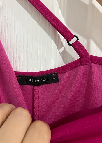 Fuşya Tek Omuz Midi Boy  Abiye Elbise - Görsel 2