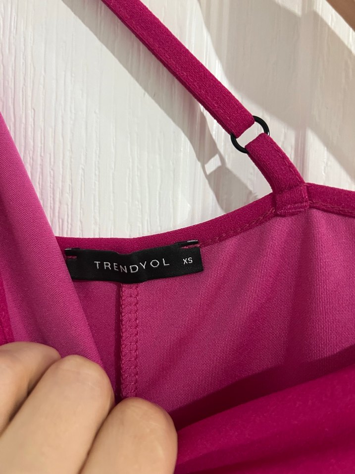 Fuşya Tek Omuz Midi Boy  Abiye Elbise - Görsel 2