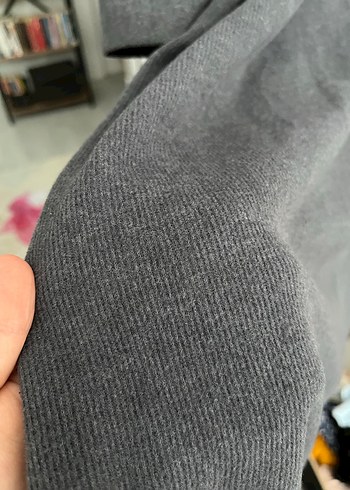 Gri Düğmeli Uzun Kollu Triko Elbise - Görsel 3