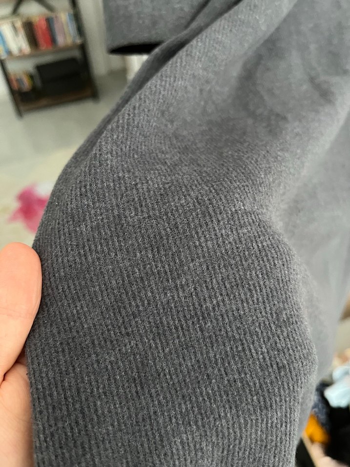 Gri Düğmeli Uzun Kollu Triko Elbise - Görsel 3