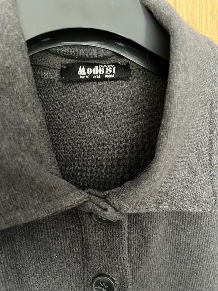 Gri Düğmeli Uzun Kollu Triko Elbise - Görsel 2