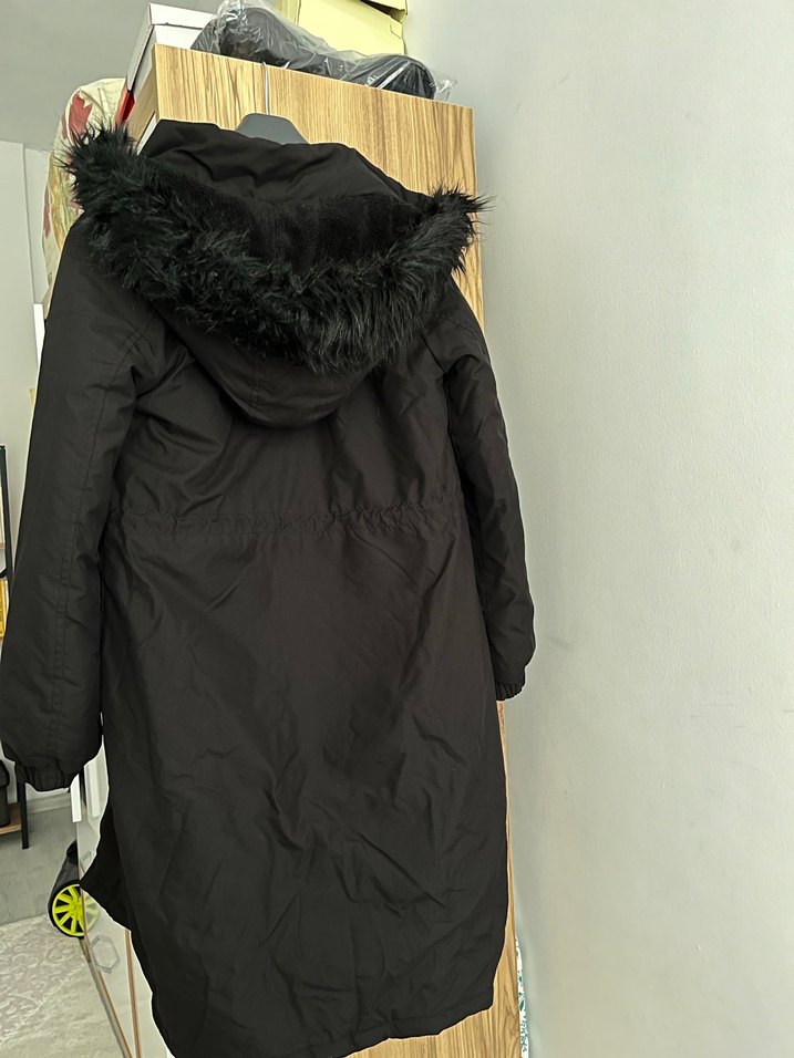 Lc Waikiki Siyah Uzun Kadın Mont - Görsel 4