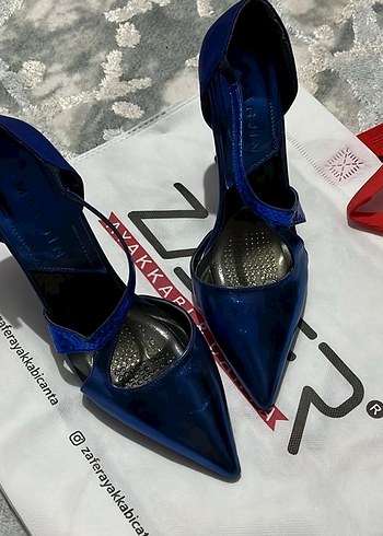 Parlak Mavi Tokalı Stiletto Topuklu Kadın Ayakkabı - Görsel 3