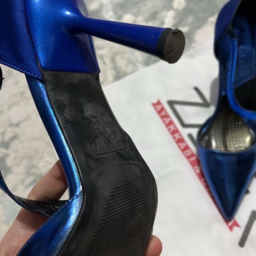 Parlak Mavi Tokalı Stiletto Topuklu Kadın Ayakkabı - Görsel 2