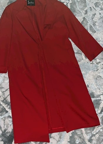 Kırmızı Fermuarlı Kadın Blazer Ceket - Görsel 2