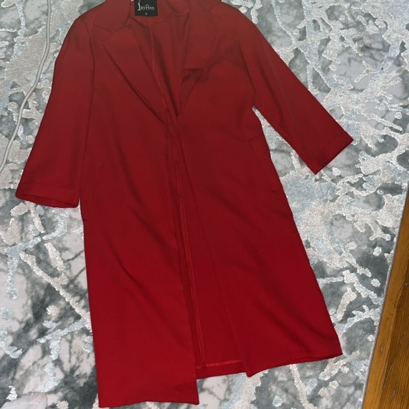 Kırmızı Fermuarlı Kadın Blazer Ceket - Görsel 2