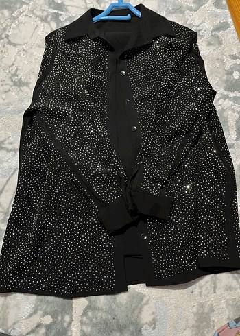 Siyah Parlak Düğmeli Kadın Takım - Görsel 2