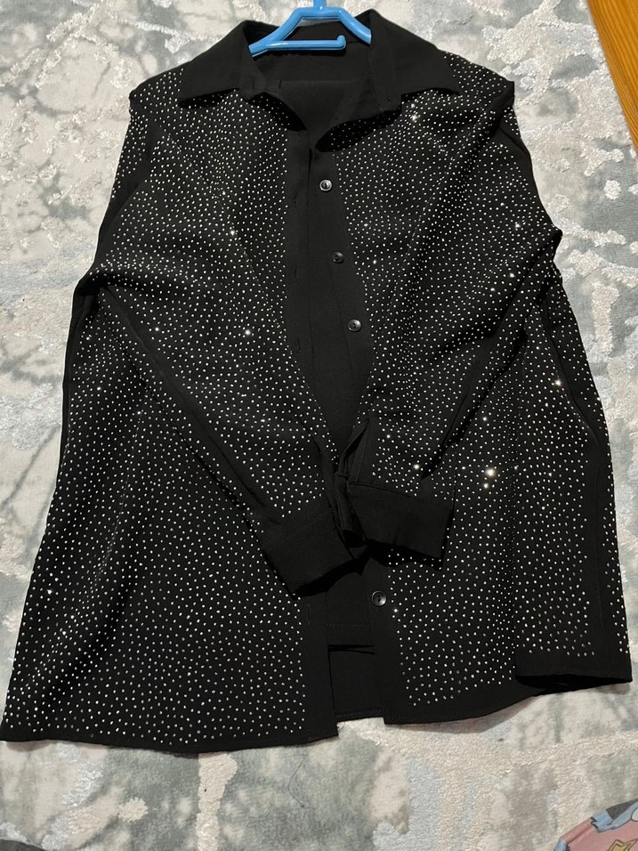 Siyah Parlak Düğmeli Kadın Takım - Görsel 2