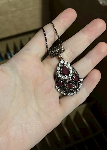 Kahverengi İşlemeli Gotik Zincirli Kadın Takı Seti - Görsel 3