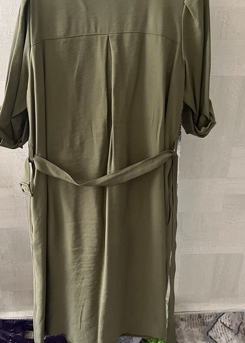 Kemerli Haki Midi Kadın Elbise - Görsel 4