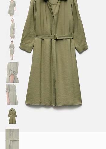 Kemerli Haki Midi Kadın Elbise - Görsel 2