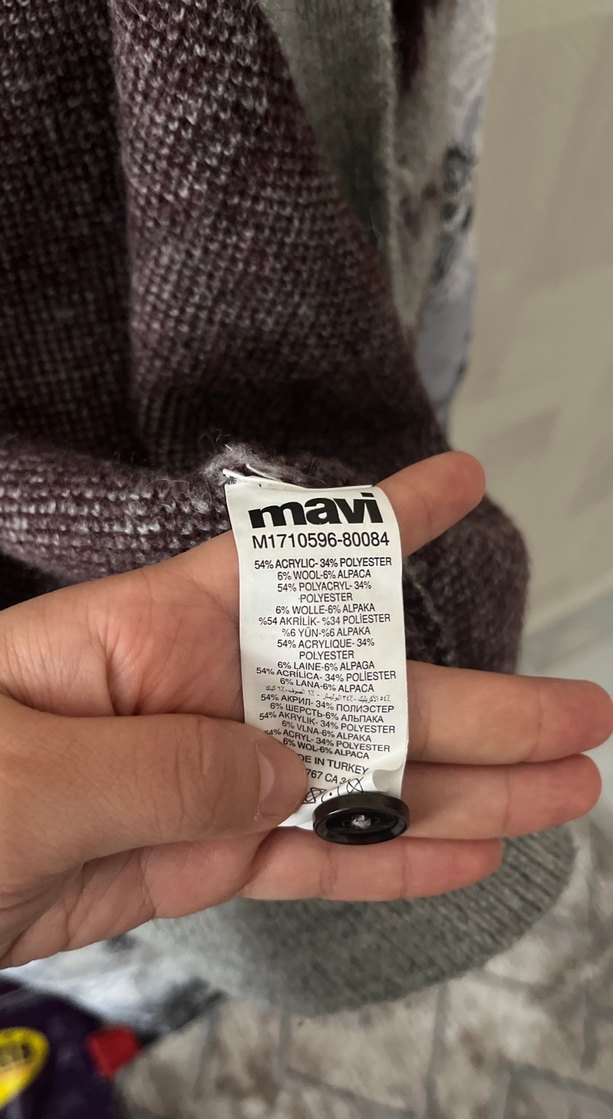 Gri Bağlama Desenli Örgü Kadın Hırka - Görsel 3