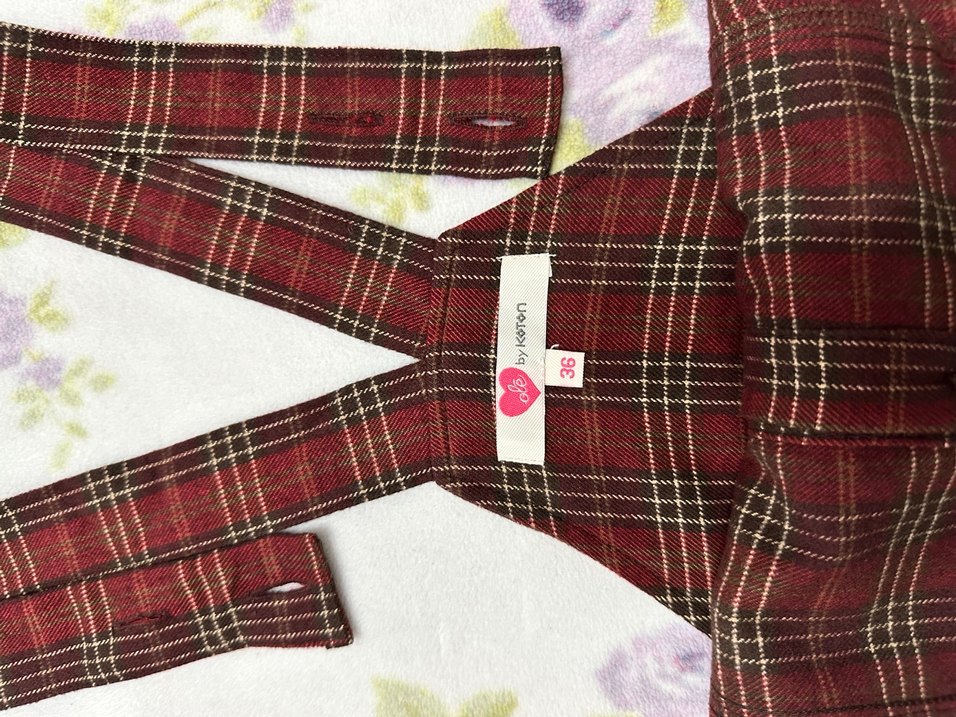 Bordo Ekose Mini Elbise - Görsel 2