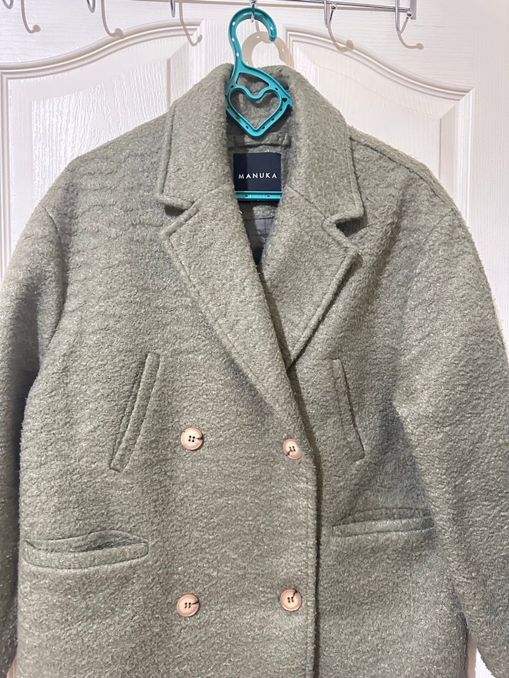 Düğmeli çift taraflı haki kaban - Görsel 2