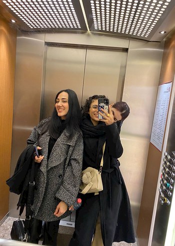 Oversize Çift Düğmeli Gri Kaban - Görsel 5