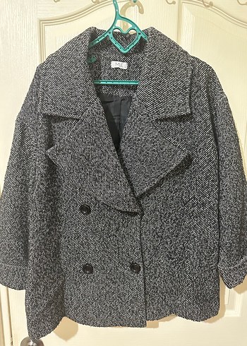 Oversize Çift Düğmeli Gri Kaban - Görsel 2