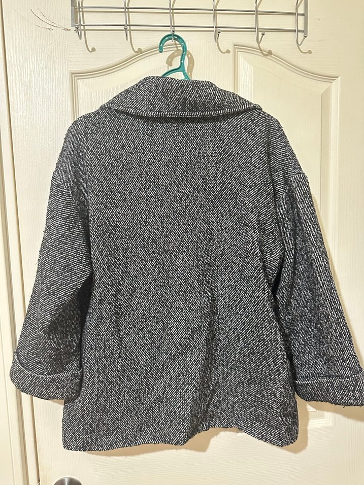 Oversize Çift Düğmeli Gri Kaban - Görsel 3