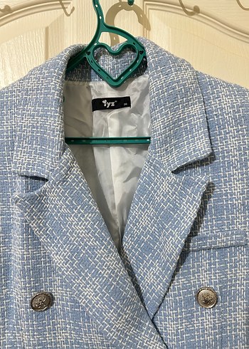 Mavi Düğmeli Kadın Blazer Ceket - Görsel 2